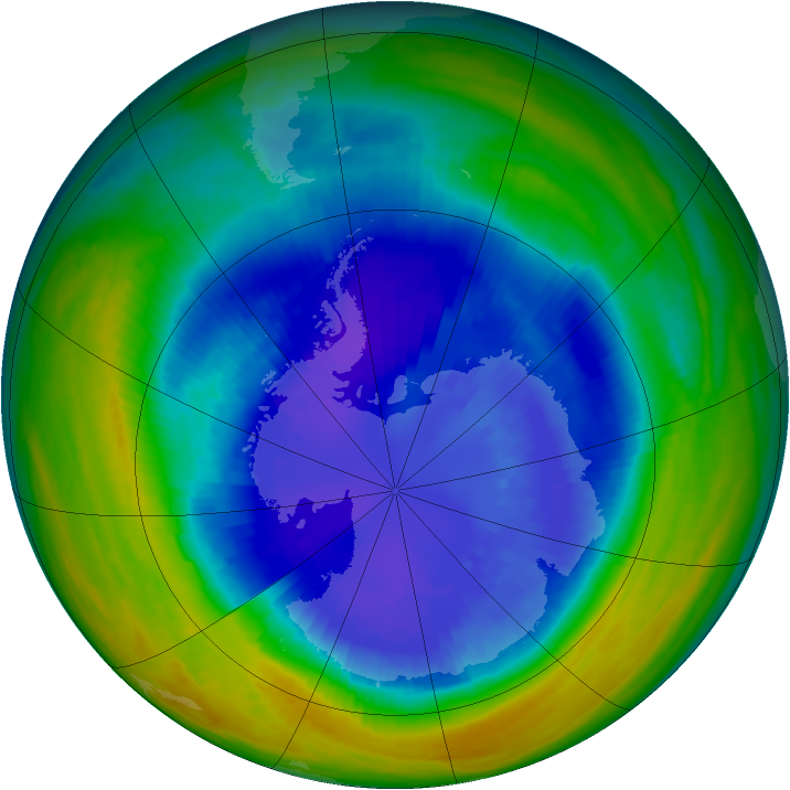Antarctic ozone map for 08 September 1992